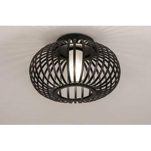 Zwarte open badkamerlamp / plafondlamp van gietijzer, geschikt voor led verlichting