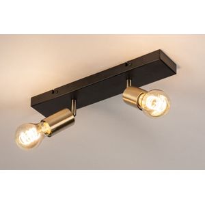 Zwarte plafondlamp met gouden E27 spots