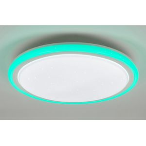 Kleurrijke plafondlamp met RGB led verlichting en afstandsbediening.