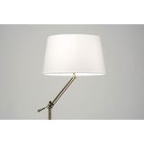 Moderne staande schemerlamp in mat messing met witte lampenkap