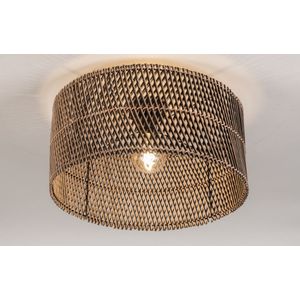 Bamboe plafondlamp rond zwart met naturel 50cm E27