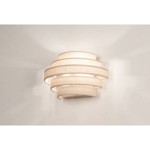 Halfronde wandlamp van beige stof - Luxe en sfeervolle verlichting