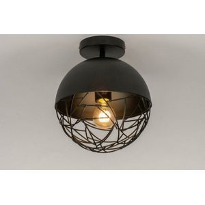 Moderne plafondlamp / plafondbol uitgevoerd in mat zwarte kleur.