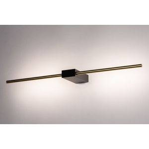 Strakke led wandlamp in simplistisch design in zwart met messing met ingebouwd led