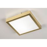 Vierkante plafondlamp in goud/messing, ook geschikt voor in de badkamer