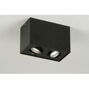 Strakke vierkante opbouwspots geschikt voor vervangbaar led uitgevoerd in mat zwarte kleur.