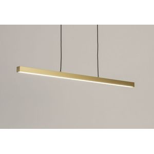 Smalle led hanglamp in messing/goud