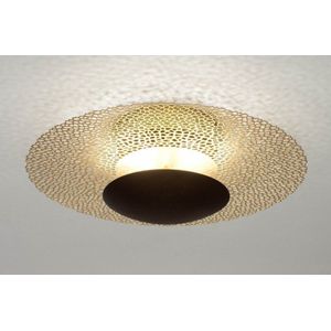 sfeervolle, goudkleurige plafondlamp voorzien van led verlichting en stappendimmer