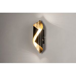 Grote zwart met gouden wandlamp