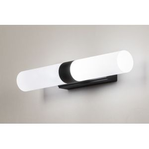 Wandlamp Modern Glas Metaal Zwart Mat Wit Rond Langwerpig