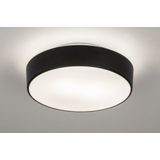 Zwarte basic plafonlamp in het rond met mat glas