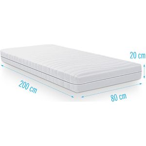 FDM MEMORY DUO Matras 80x200 cm Dubbelzijdig Pocketvering Matras Hardheidsgraad H2 H3 Visco-Schuim 27 cm Hoog 7 Comfortzones met Hypoallergene Wasbare Premium Tijk Oeko-Tex Standard 100