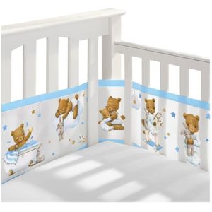Buxibo - Baby Bed Omrander - Bedbumper - Hoofdbeschermer - Set van 2 - 340x30cm &amp; 160x30cm - Blauw