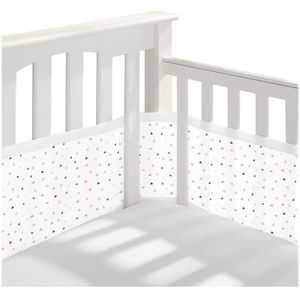 Buxibo - Baby Bed Omrander - Bedbumper - Hoofdbeschermer - Set van 2 - 340x30cm &amp; 160x30cm - Gestipt