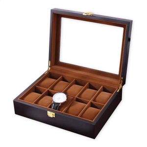 Horloge box voor uw juwelen en sieraden - 10 compartimenten met kussentjes - Bruin