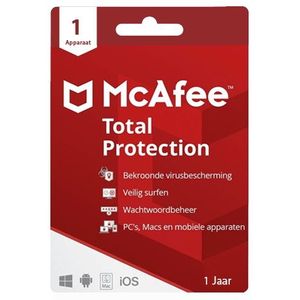 McAfee Total protection 2022 | Anti virus | 1 apparaat | 1 Jaar  | Windows/Mac | Nederlands | EU
