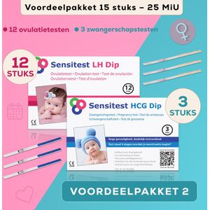 Sensitest Voordeelpakket 12 Ovulatietesten  en 3 zwangerschapstesten (15 stuks)