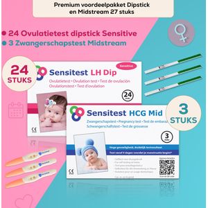 Voordeelpakket Luxe 24 ovulatietest dipstick en 3 zwangerschapstest midstream
