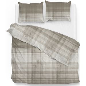 Zo!Home Marley Dekbedovertrek- Flanel - Tweepersoons - 200x200/220 cm - rock taupe