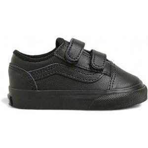 Vansunisex voor kinderen. VN0009RCHF91 Old Skool V leren sportschoenen zwart (21.5), Plat, Klittenband, Casual, kinderkleding