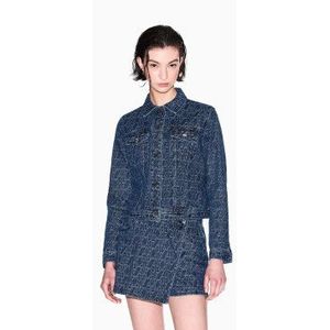 Armani Exchangevoor vrouwen. XW000556AF12844FB055 ASV all-over logo jas blauw (S), Casual, Katoen
