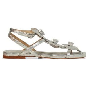 Alma en penavoor vrouwen. V251971 Zilveren Diva Leren Sandalen (38), Leer, Plat, Gesp, Casual