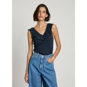Pepe Jeansvoor vrouwen. PL506050 T-shirt Millie marine (XL), Casual, Katoen, Mouwloos / spaghettibandjes, Marineblauw