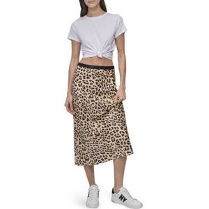 DKNYvoor vrouwen. DJ4K9510 Beige luipaard midi rok (XS), Casual, Dierenprint, Polyester