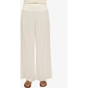 Superdryvoor vrouwen. W7011181A Beige strandbroek (M), Wit, Casual, Viscose