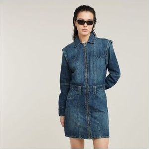 Bikerjurk - Blauw - Denim - Lange Mouwen