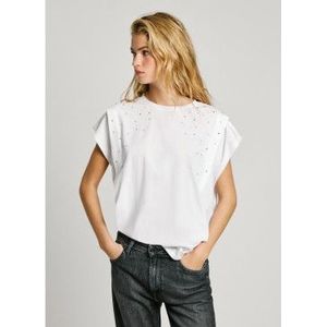 Pepe Jeansvoor vrouwen. PL506022 Raz T-shirt wit (M), Casual, Katoen, Korte mouwen