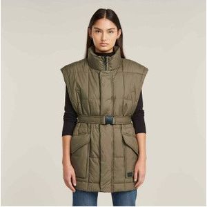 G-Starvoor vrouwen. D26503-B958-735 Gewatteerd vest met riem groen (S), Casual, Gerecycled polyester, Duurzaam
