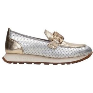 Hispanitasvoor vrouwen. HV243432 Sport Loira leren mocassins zilver (42), Leer, Plat, Geen, Casual