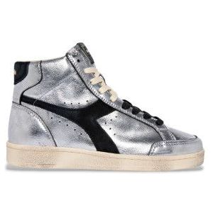 Diadoravoor vrouwen. 201182226 Prestige Hoog Metaal Zilver Leren Sneakers (38), Leer, Plat, Veters, Casual