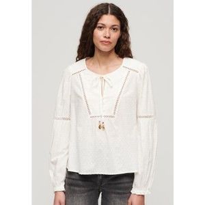 Superdryvoor vrouwen. W6011862A Blouse Ibiza wit (XS), Casual, Lange mouwen, Biologisch katoen, Duurzaam