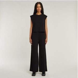 G-Starvoor vrouwen. D26101-B771-C626 Jumpsuit met wijde pijpen en dubbele laag beige (L), Casual, Korte mouwen, Biologisch katoen, Duurzaam