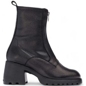 Wondersvoor vrouwen. G-6701 Kid leren enkellaarsjes zwart (36), Leer, 5 tot 8 cm, Ritssluiting, Casual