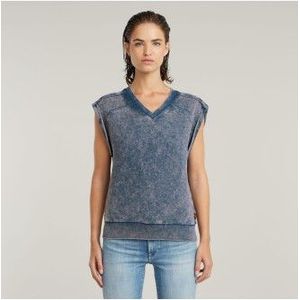 G-Starvoor vrouwen. D26103-D575-H364 Blauw sweatshirt met verwassen effect (L), Casual, Mouwloos / spaghettibandjes, Biologisch katoen, Duur