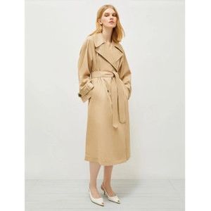 Marellavoor vrouwen. 2513021051200 Grolla zandkleurige lange trenchcoat (40), Beige, Casual, Katoen