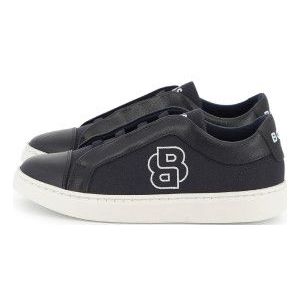 BOSSvoor jongens. J51657 Marine leren sportschoenen (35), Leer, Plat, Veters, Casual, Marineblauw, kinderkleding