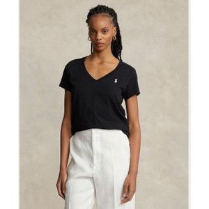 Polo Ralph Laurenvoor vrouwen. 211902403003 Zwart gebreid katoenen T-shirt (M), Casual, Korte mouwen