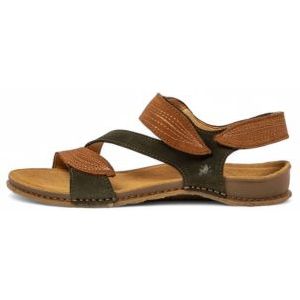 El Naturalistavoor vrouwen. 25810S2LO005_0G3 Leren sandalen N5810S Panglao bruin, groen (42), Leer, Plat, Klittenband, Casual