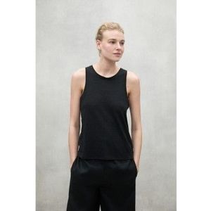 ECOALFvoor vrouwen. MCWGATSHALDE0128S25-319 Halden T-shirt zwart (L), Casual, Vlas, Mouwloos / spaghettibandjes, Duurzaam