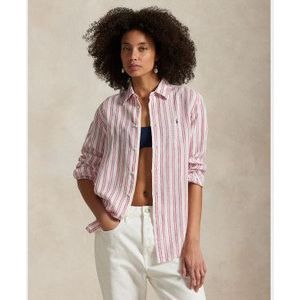 Polo Ralph Laurenvoor vrouwen. 211970691008 Roze linnen shirt (L), Casual, Vlas, Lange mouwen