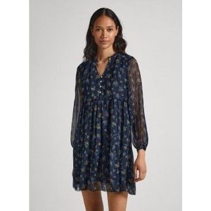 Pepe Jeansvoor vrouwen. PL953394 Marine Ikaia jurk (M), Casual, Polyester, Lange mouwen, Marineblauw