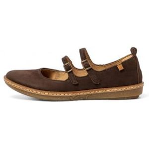 El Naturalistavoor vrouwen. 253481112005_012 Bruin lederen ballerina pumps N5348 (42), Leer, Plat, Gesp, Casual