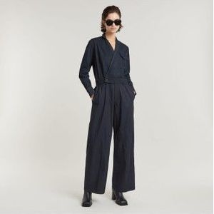 Jumpsuit - Tailored Wrap - Loose Fit - Katoen - Reverskraag - Denim