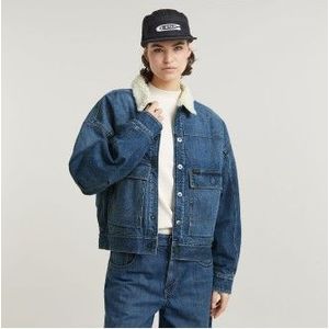 G-Starvoor vrouwen. D25340-D536-G326 Drifter Sherpa Jas blauw (XXS), Casual, Katoen, Denim