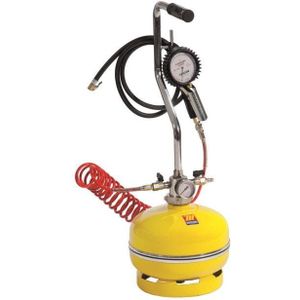 Mobiele bandenvulpomp met manometer, bandenvulpistool en 5 meter spiraalslang