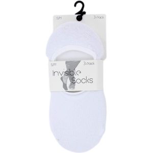 Invisible Socks Sneakersokken Wit, 3-Pack (Maat: L-XL)